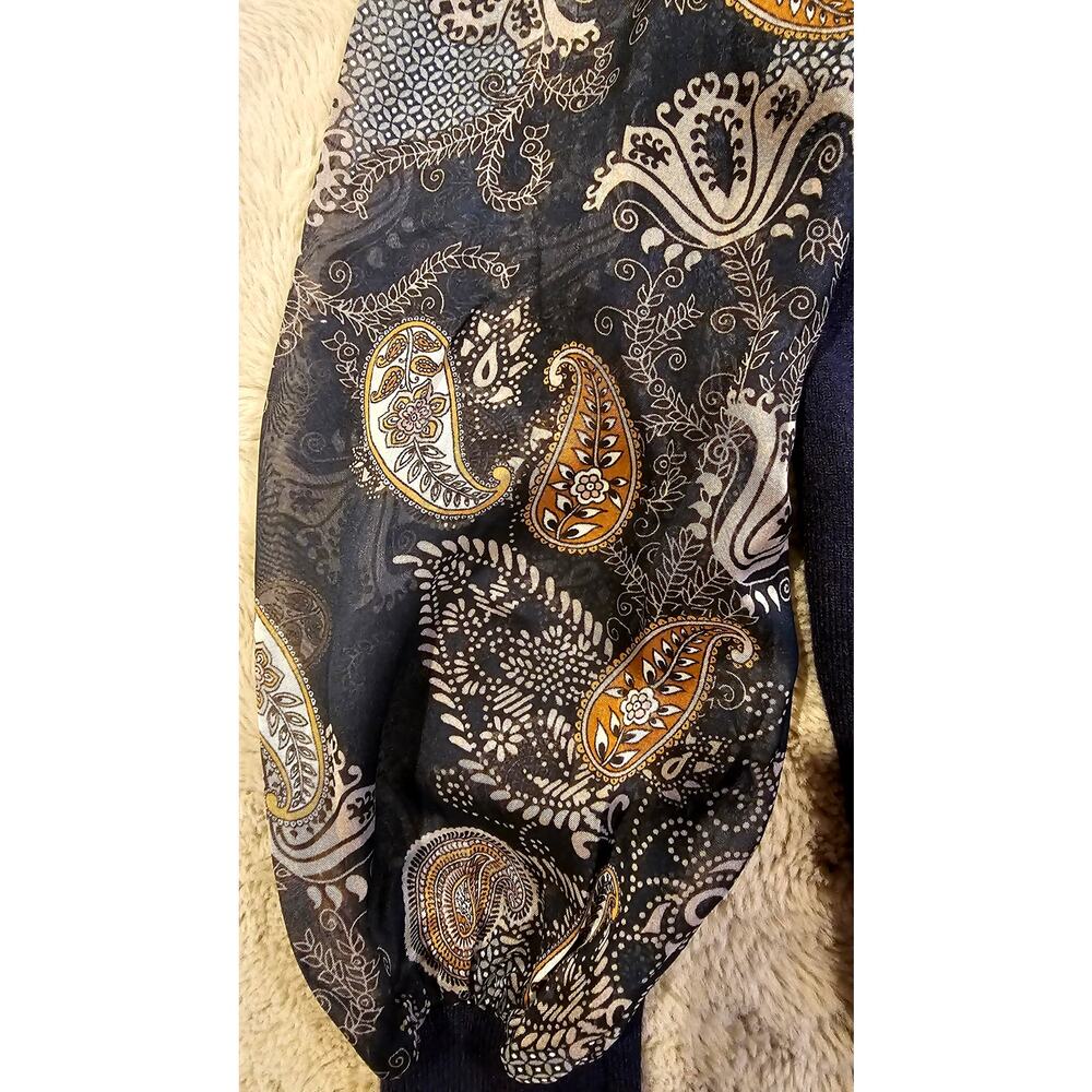 SIX/FIFTY McKenna Paisley Sweater, Sheer Sleeves, Womens Sz M, New NWT - Picture 11 of 11
